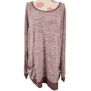 Women's Wekili Pink Heathered Oversized Sweater Shirt XXL Front Pockets Top